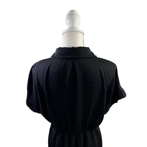SHE + SKY Black Collared Short Sleeve Button Shirt Dress Size L - Picture 6 of 6